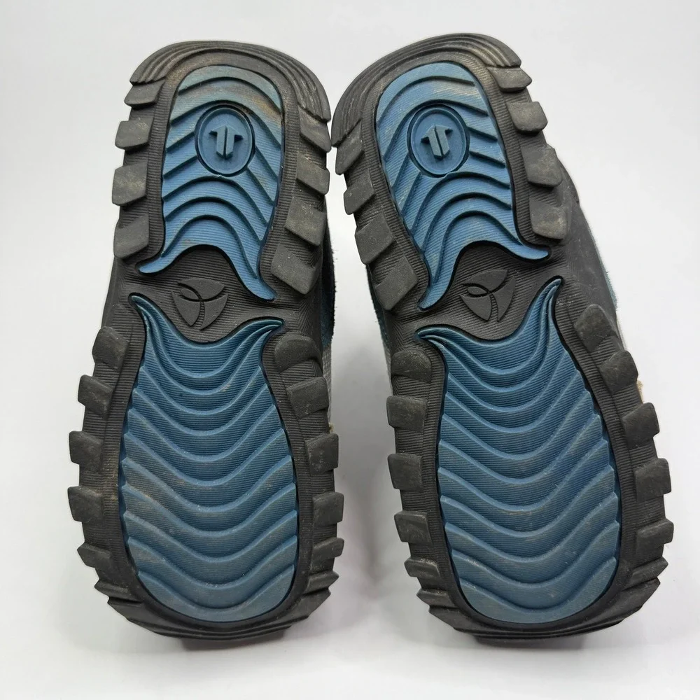 Burton Moto Snowboard Boots Kids 2 Gray Blue Tan Lace Up Winter Sports